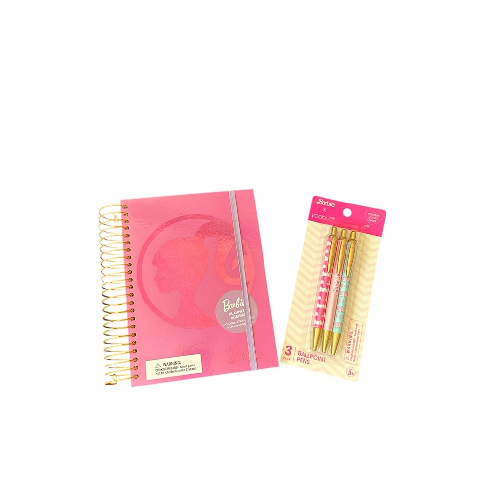 Barbie Pink Planer and Pen Set with Gold Accents